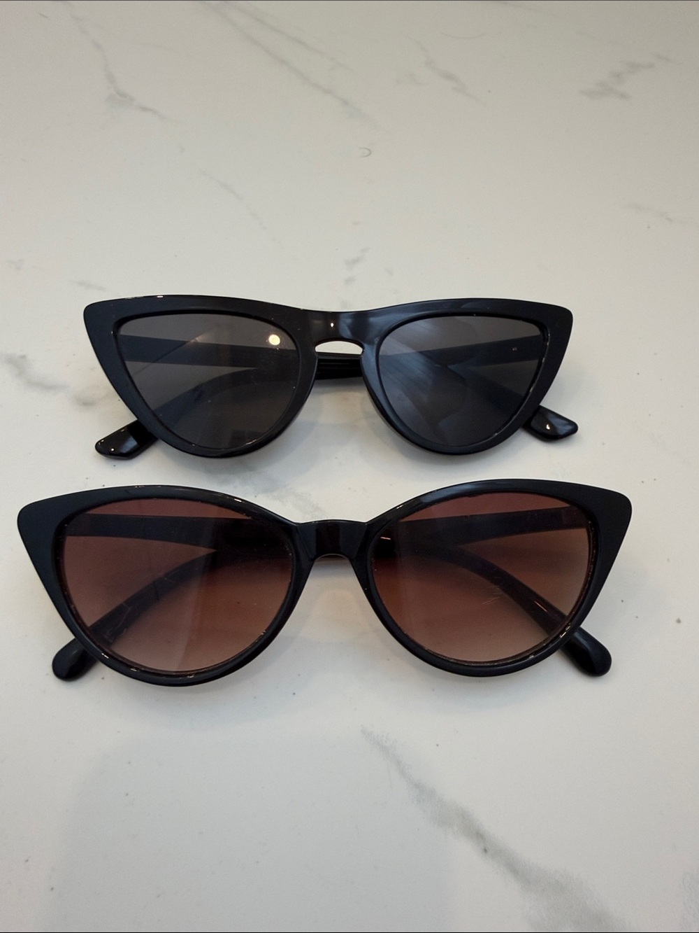 Amazon Black Cat-Eye Sunglasses with Gradient Brown Lenses
